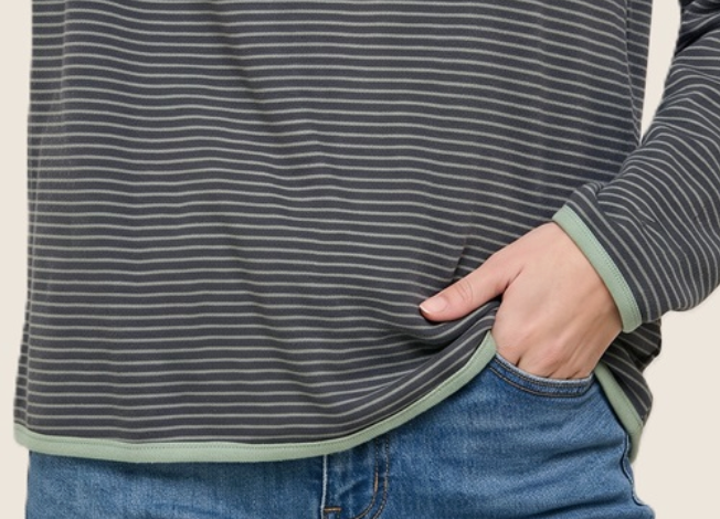 Fine Line Striped Hoodie SAGE