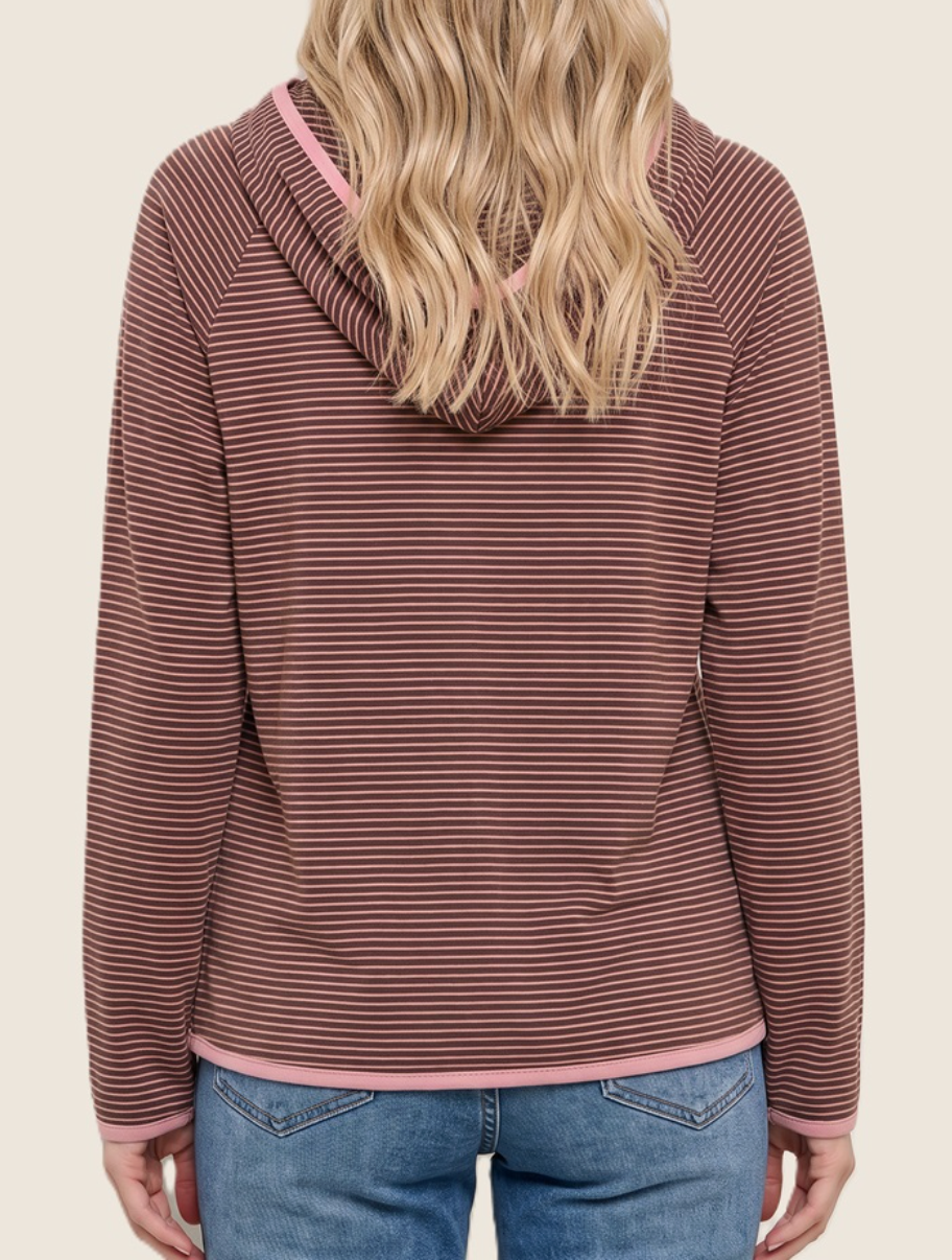 Fine Line Striped Hoodie BLUSH