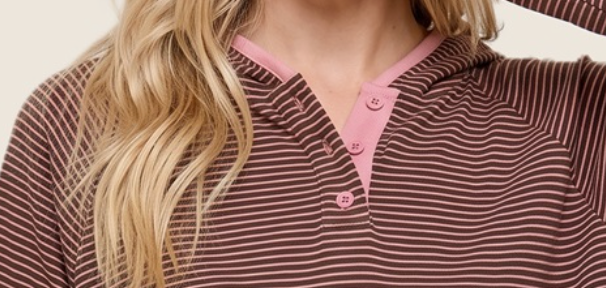 Fine Line Striped Hoodie BLUSH