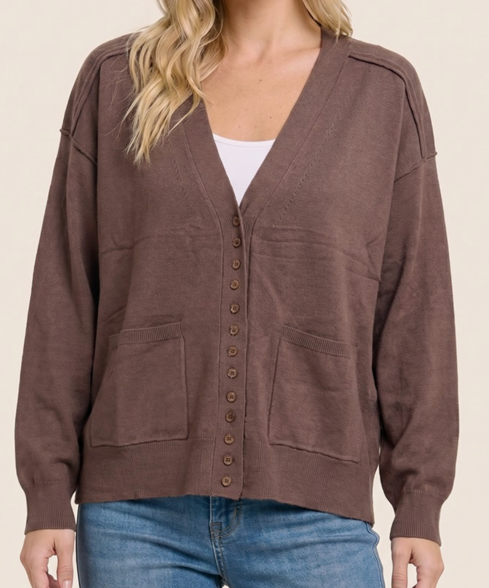 Unfinished Business Cardigan CHOCOLATE