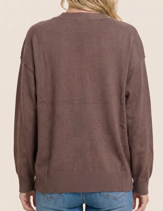 Unfinished Business Cardigan CHOCOLATE