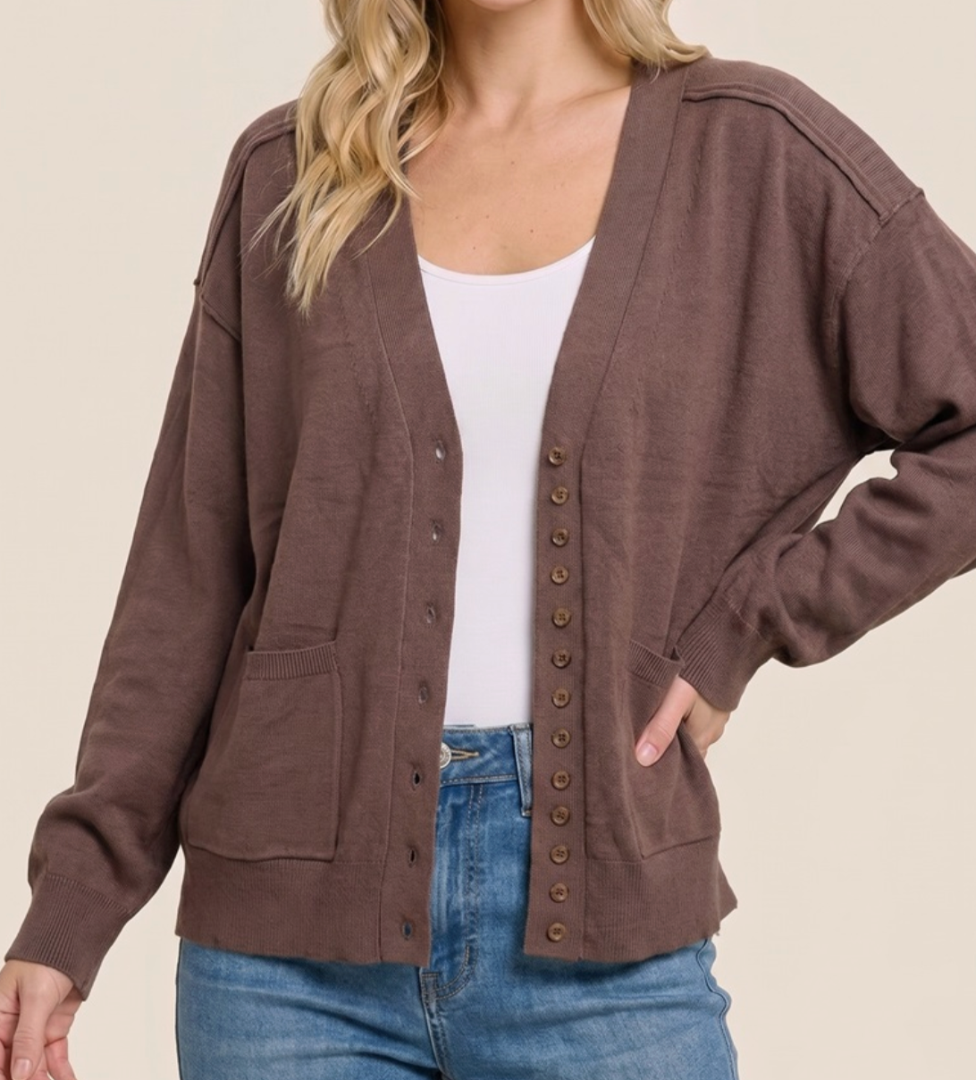 Unfinished Business Cardigan CHOCOLATE