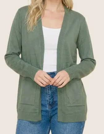 Essential Pocketed Cardigan MOSS