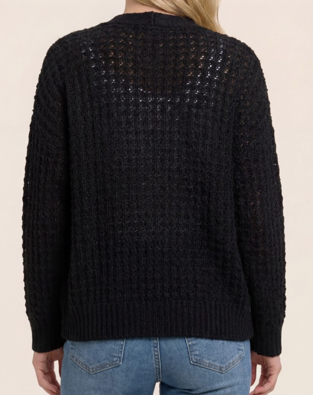 Simply Waffled Cardigan BLACK