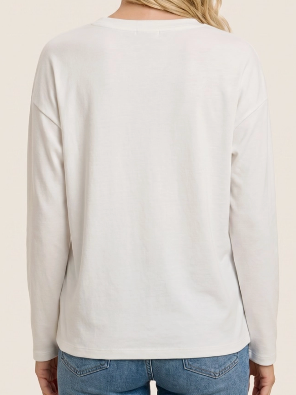 Cozy Brushed Split Neck Top IVORY