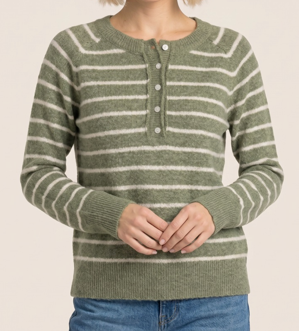 Soft Spoken Henley Sweater SAGE