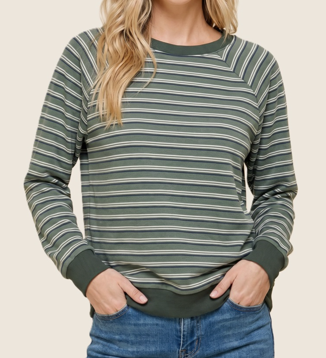 Everyday Micro Brush Stripe Henley SAGE