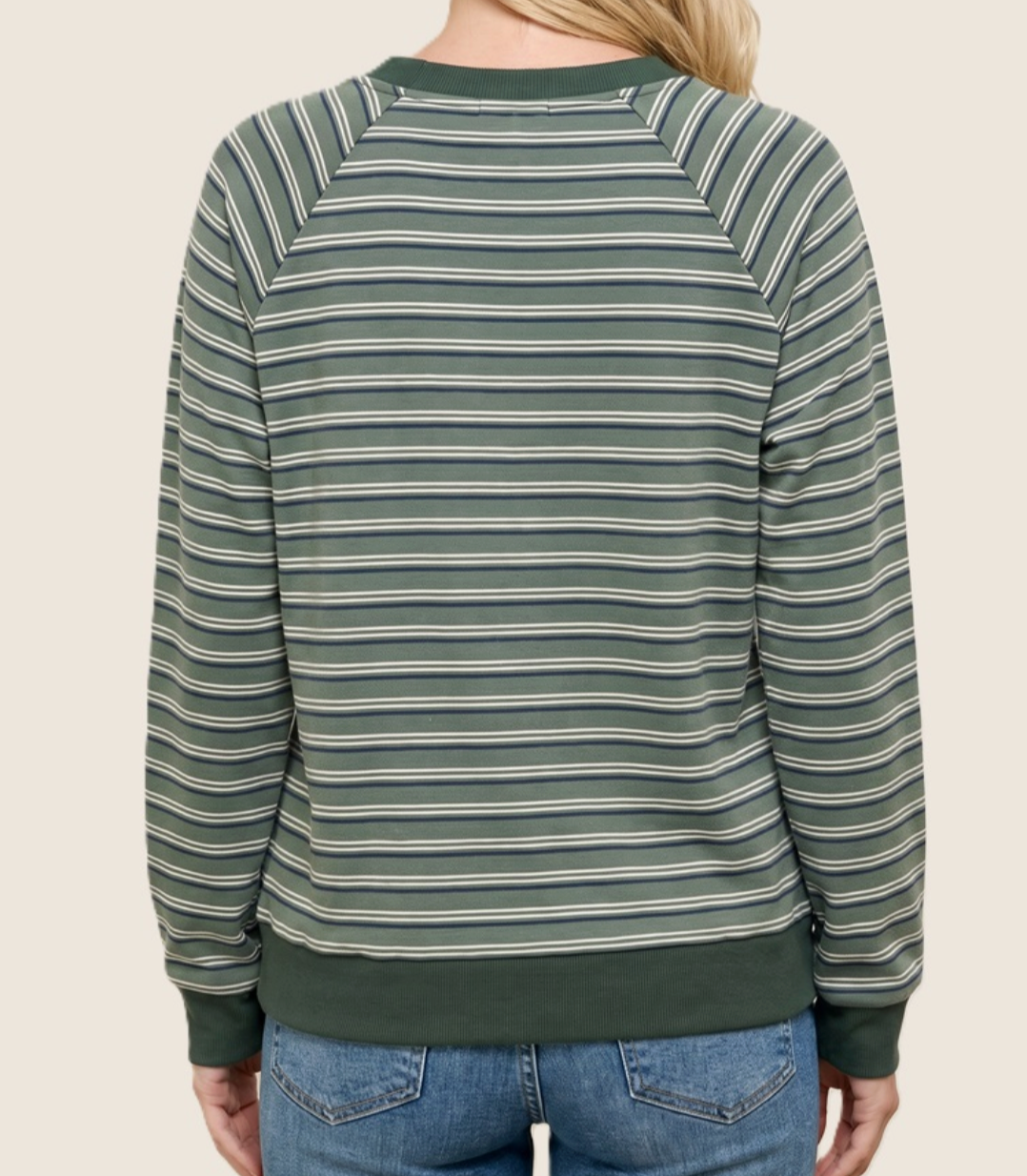 Everyday Micro Brush Stripe Henley SAGE