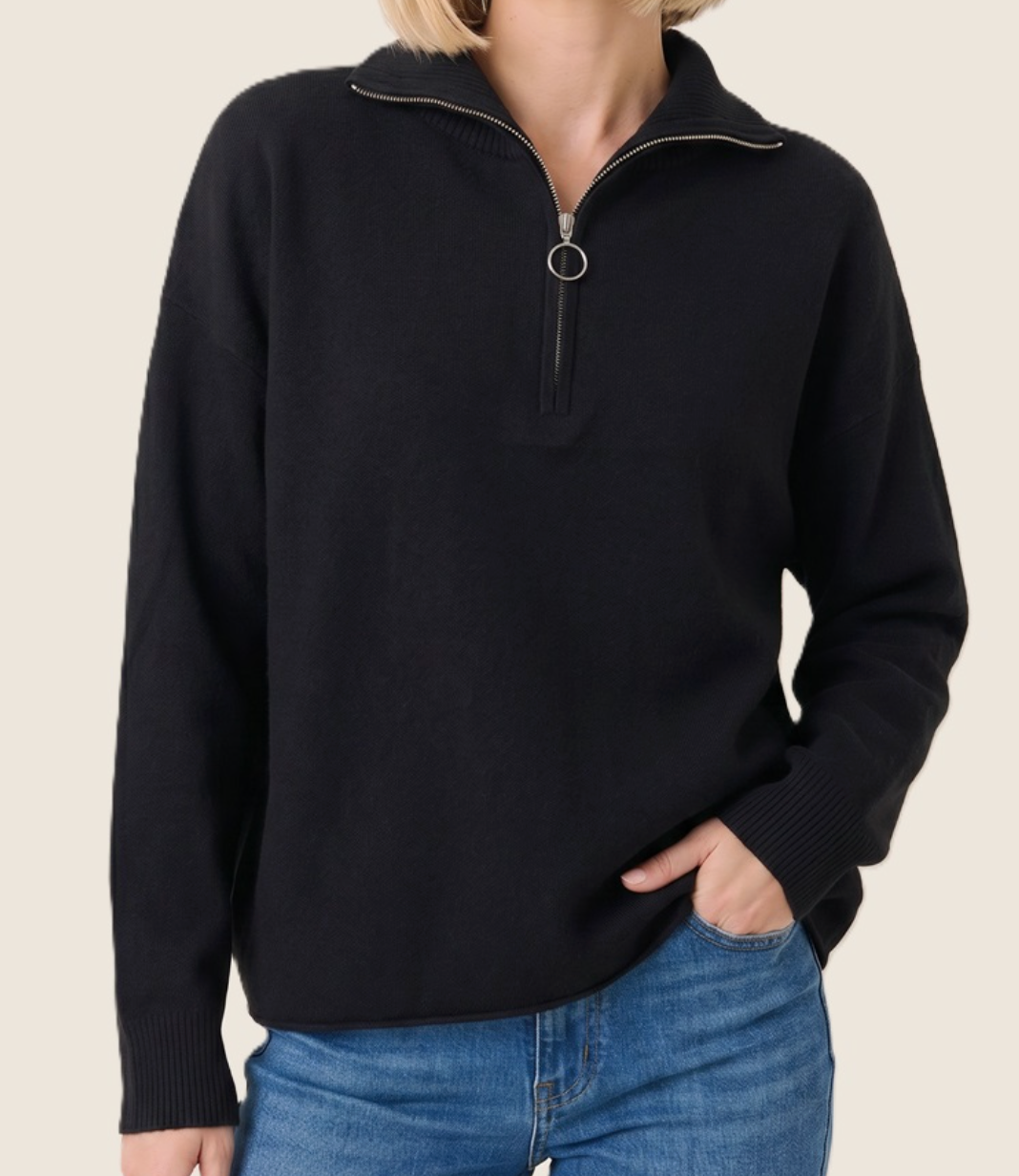 Everyday Luxe Half Zip Sweater BLACK