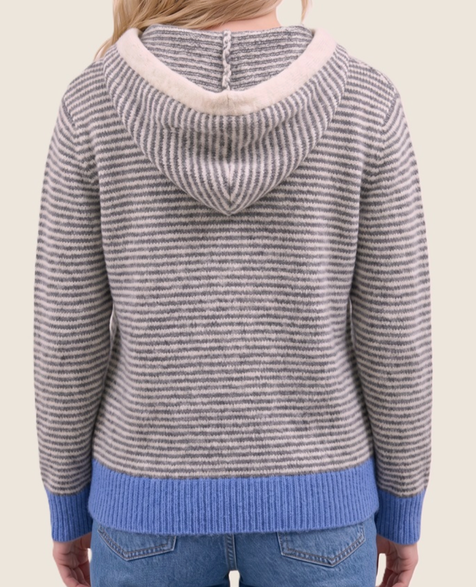 Blue Skies Striped Hoodie Cardigan