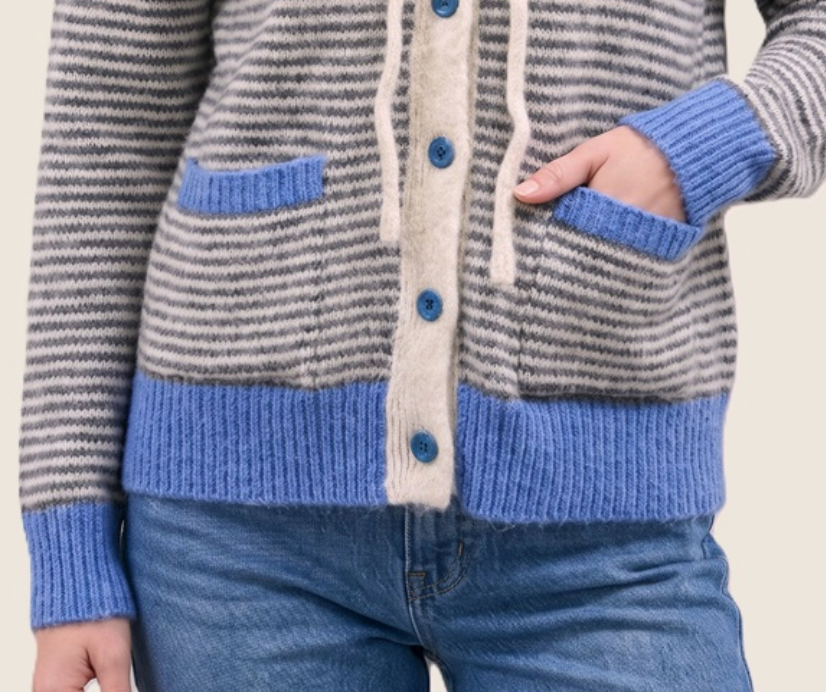 Blue Skies Striped Hoodie Cardigan