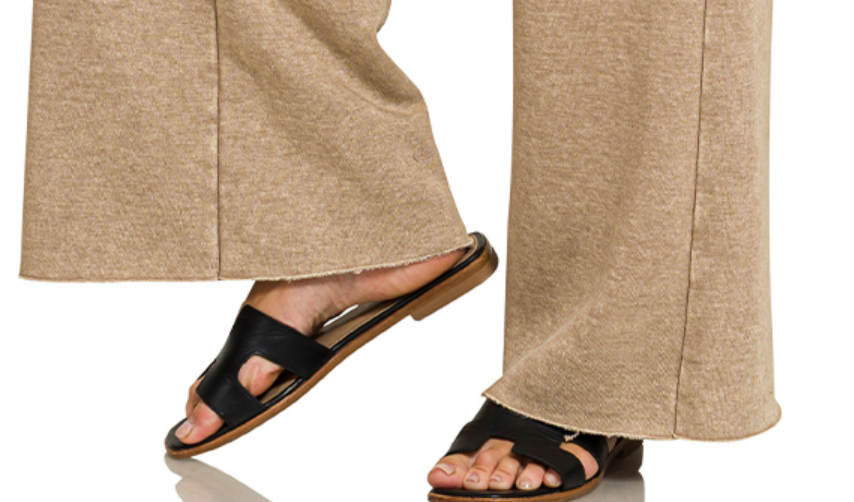 Acid Wash Palazzo Pants 30" COCOA