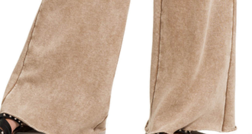 Acid Wash Palazzo Pants 30" DEEP CAMEL