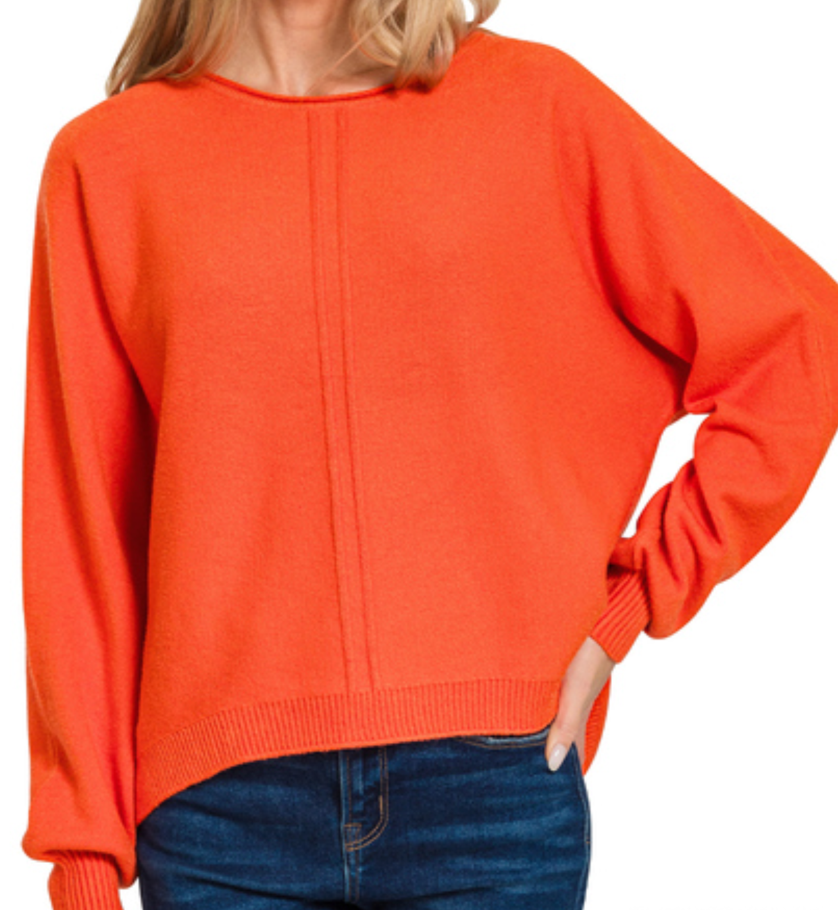Front & Center Viscose Sweater ORANGE