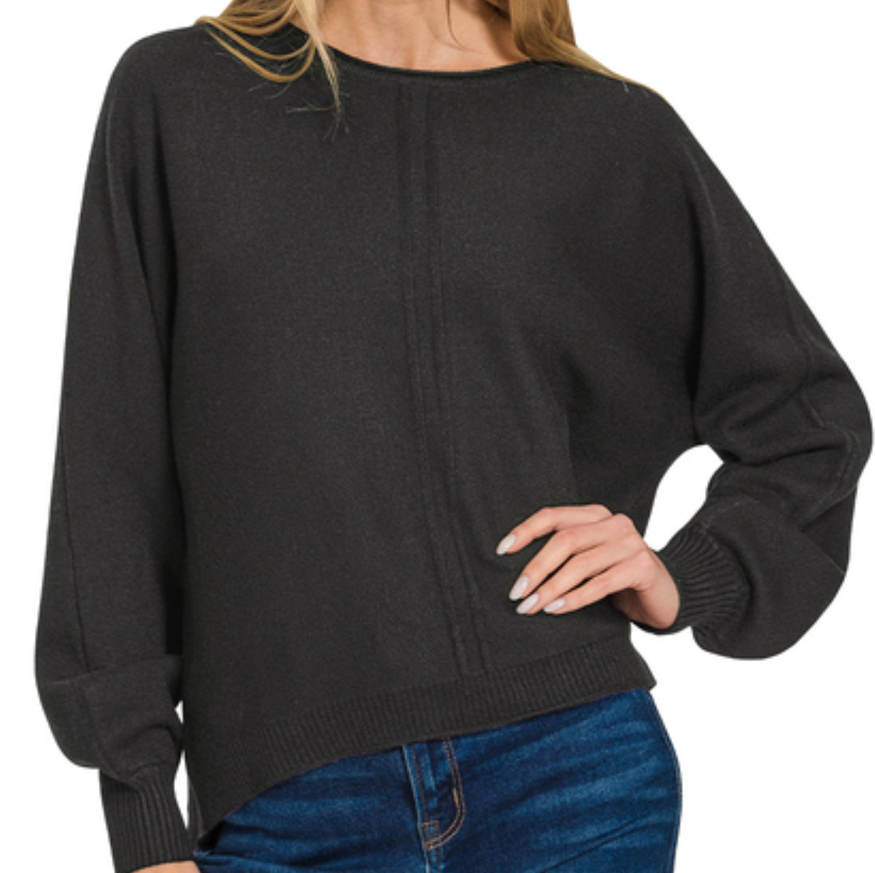 Front & Center Viscose Sweater BLACK