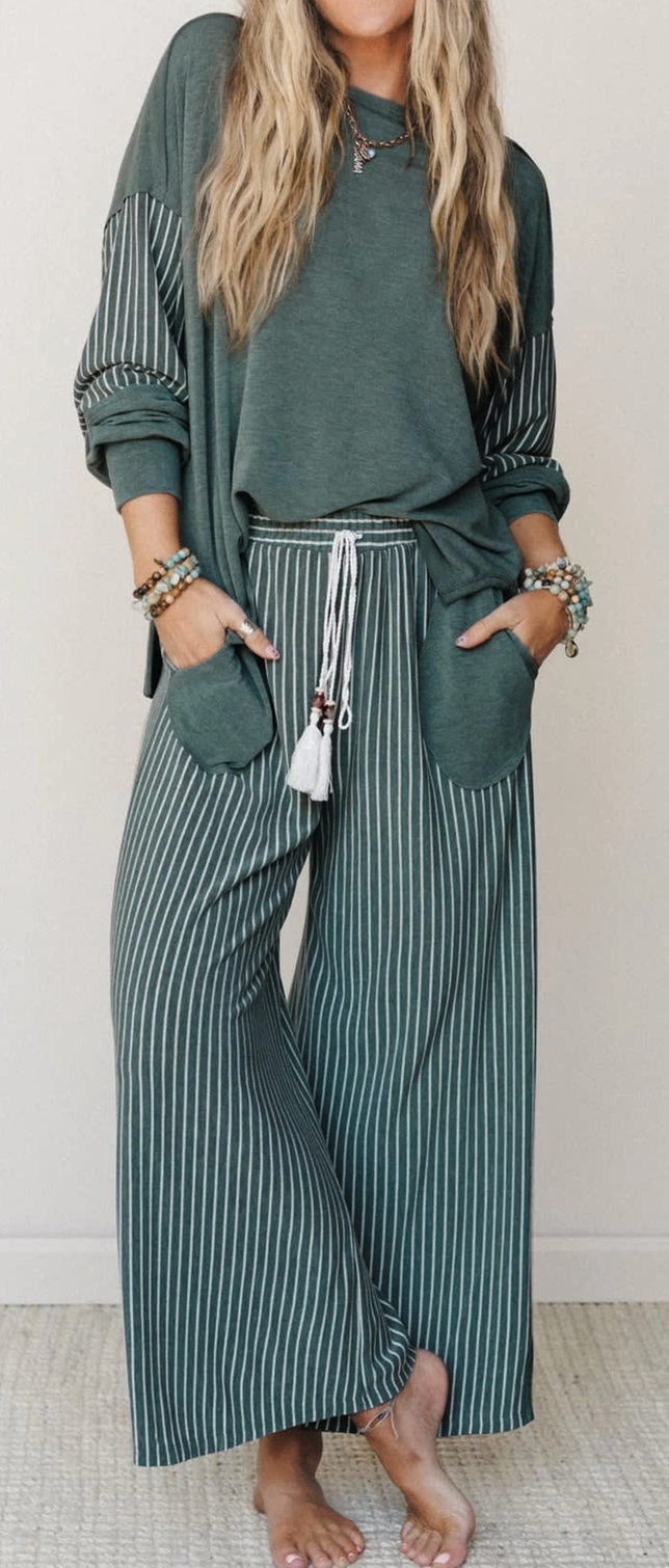 Take It Easy Striped Set VINTAGE TEAL