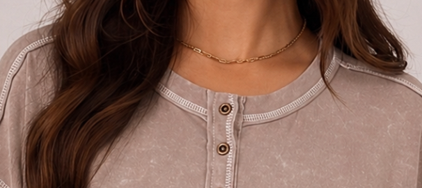Mineral Washed Henley Top MOCHA