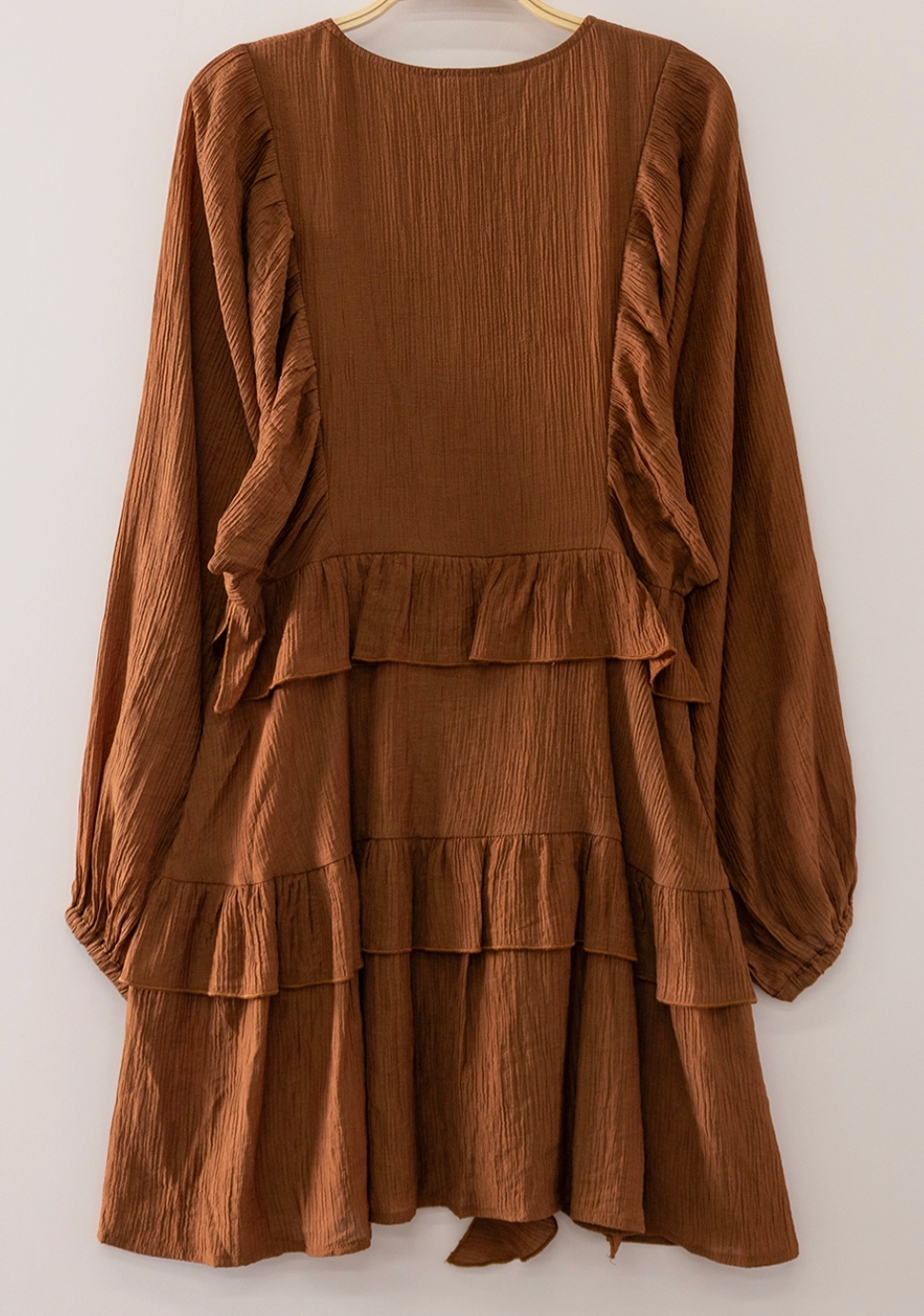 Autumn Romance Ruffle Dress CINNAMON