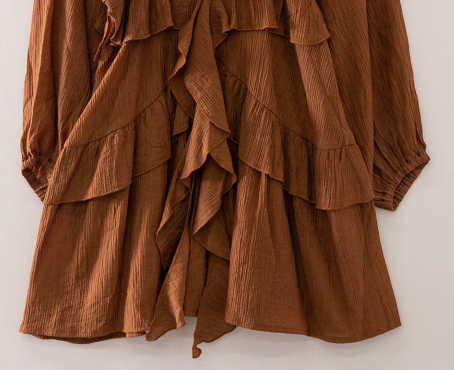 Autumn Romance Ruffle Dress CINNAMON