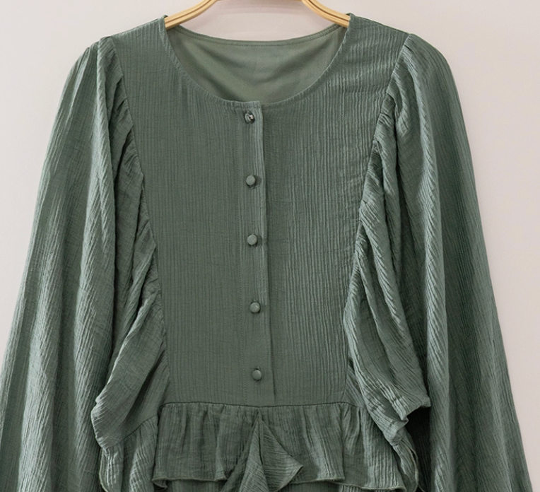 Autumn Romance Ruffle Dress SAGE