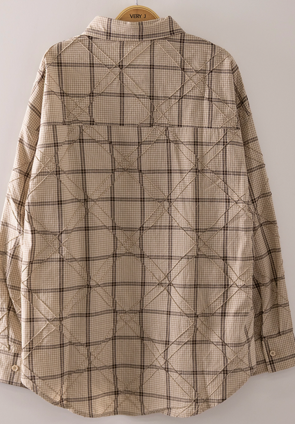 Autumn Quilted Plaid Top TAUPE
