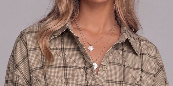 Autumn Quilted Plaid Top TAUPE