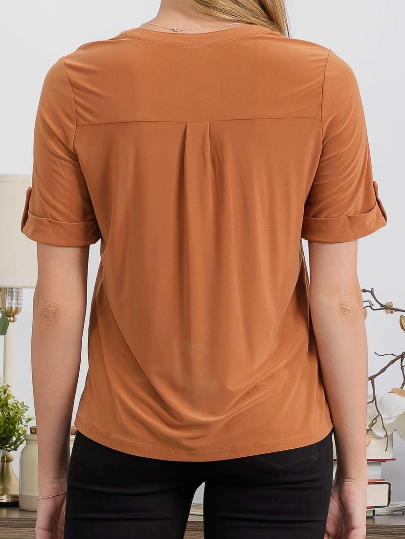 Polished in Pleats Button Blouse GINGER