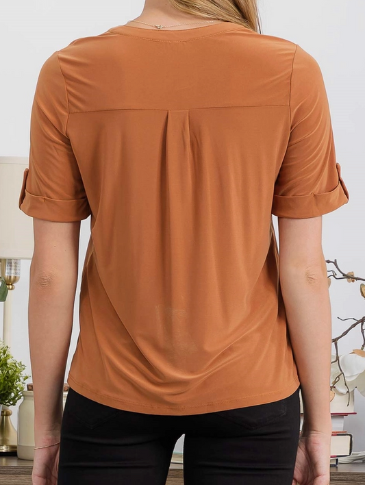 Polished in Pleats Button Blouse GINGER