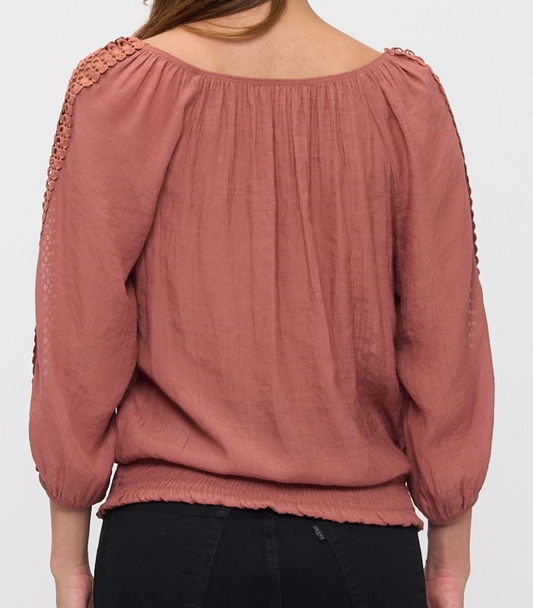 Boho Romance Gauze Top DUSTY ROSE