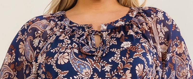 PS Autumn Paisley Peasant Blouse NAVY