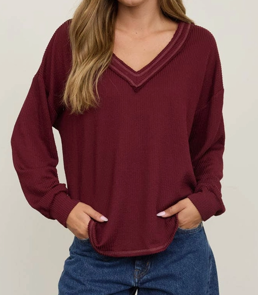 Easy Does It Waffle Knit BURGUNDY