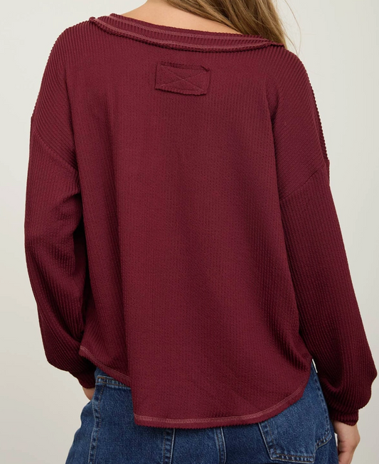 Easy Does It Waffle Knit BURGUNDY