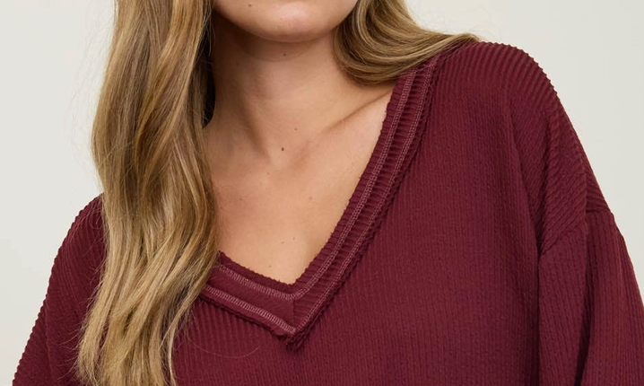 Easy Does It Waffle Knit BURGUNDY