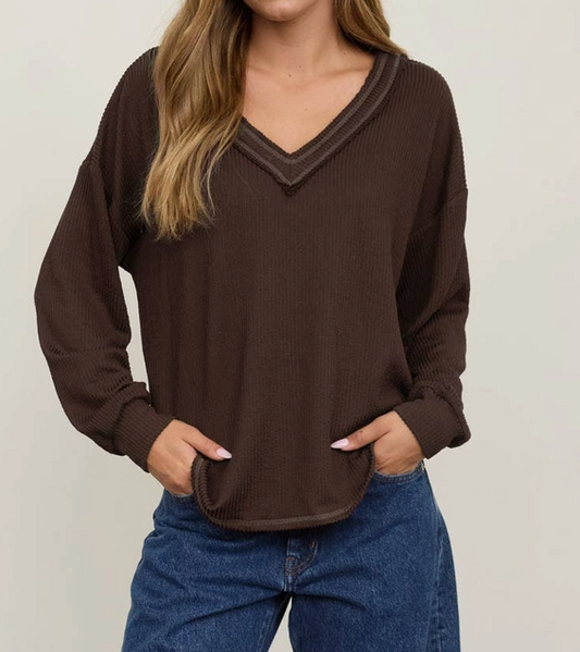 Easy Does It Waffle Knit CHOCOLATE