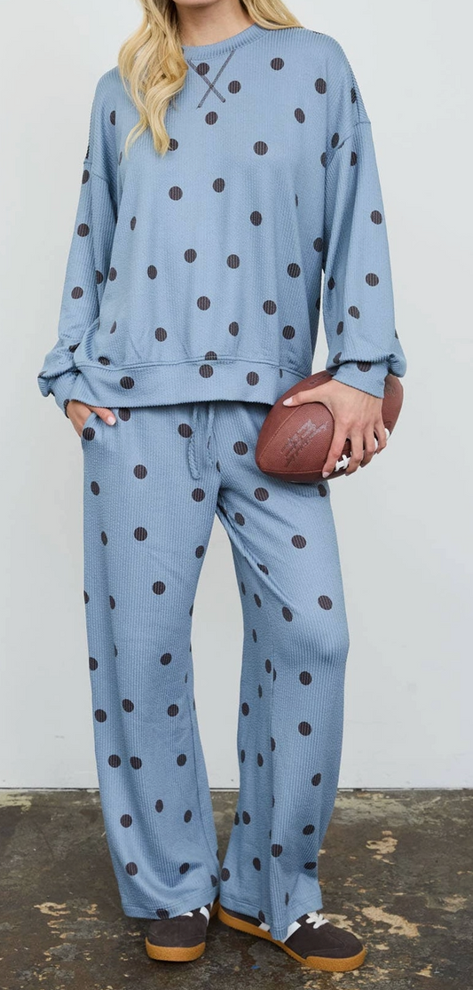 Spot On Ribbed Wide Leg Pants SLATE 30"