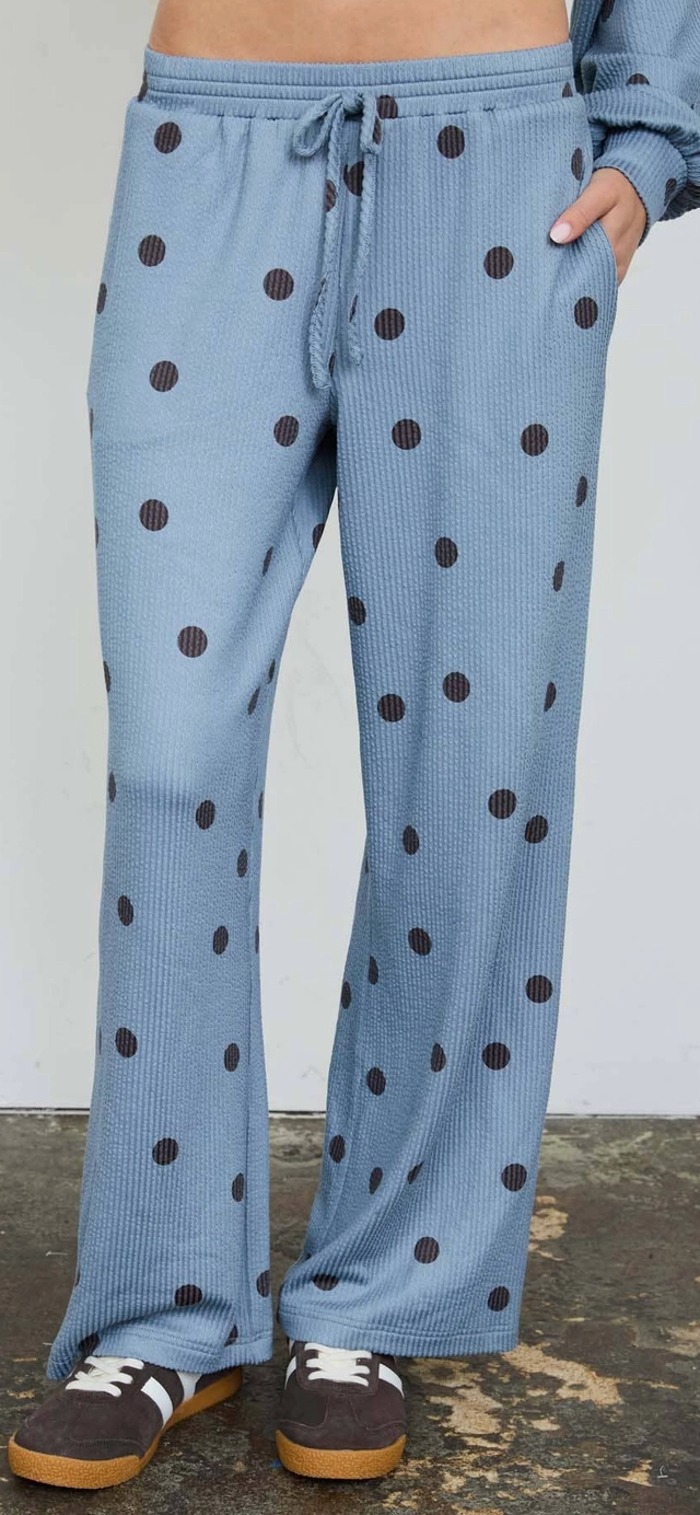 Spot On Ribbed Wide Leg Pants SLATE 30"