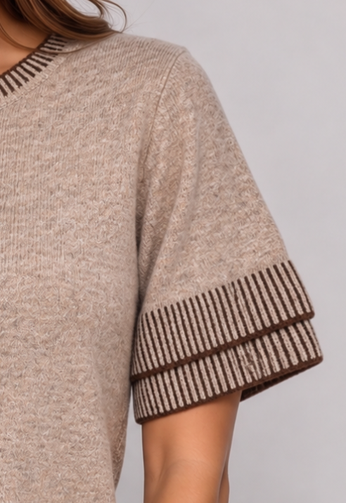 Simply Stitched Contrast Knit MOCHA