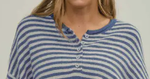 Lennox Stripe Henley BLUE