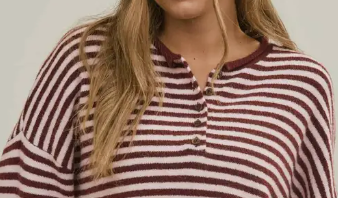 Lennox Stripe Henley BURGUNDY