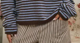 Lennox Stripe Henley CHOC/BLUE