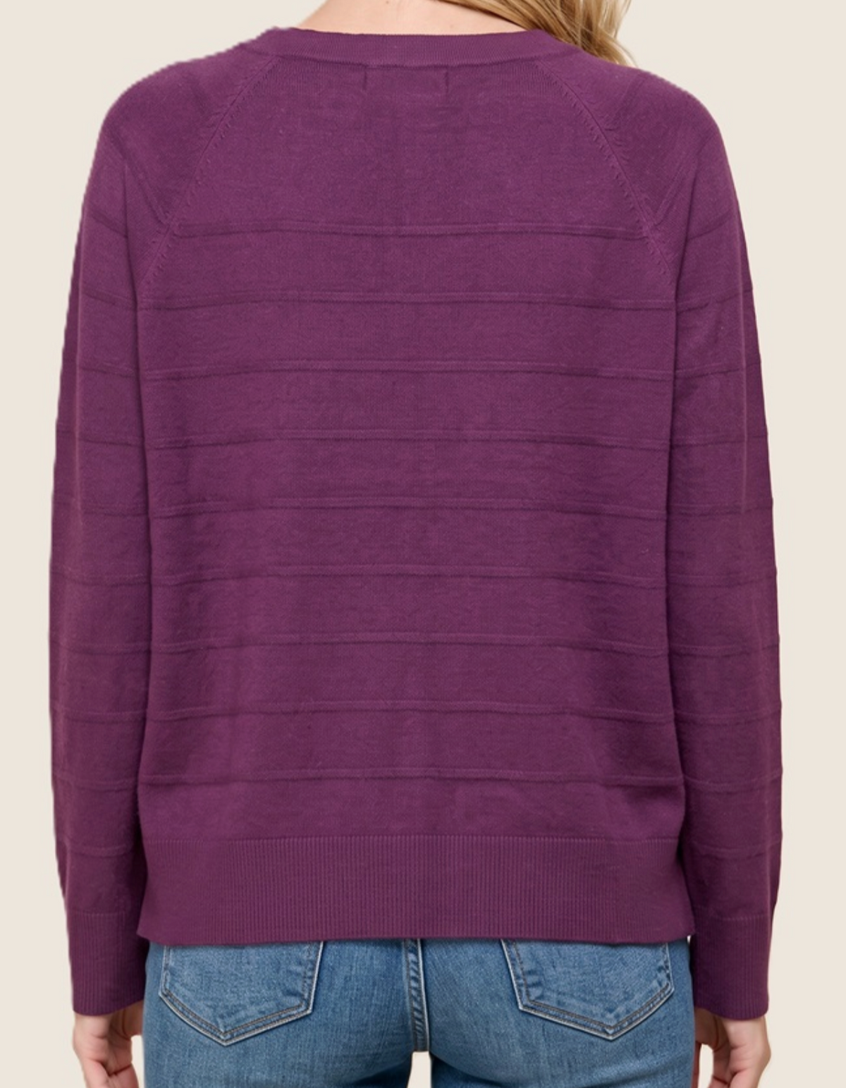 Simply Textured Henley Sweater PLUM
