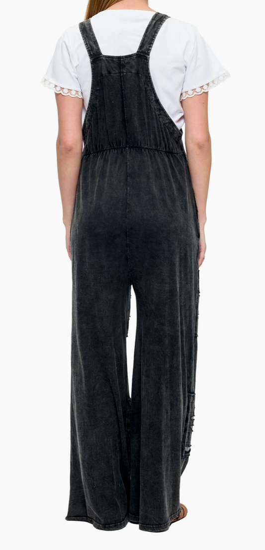 Gypsy Soul Patchwork Overalls BLACK 28.5"