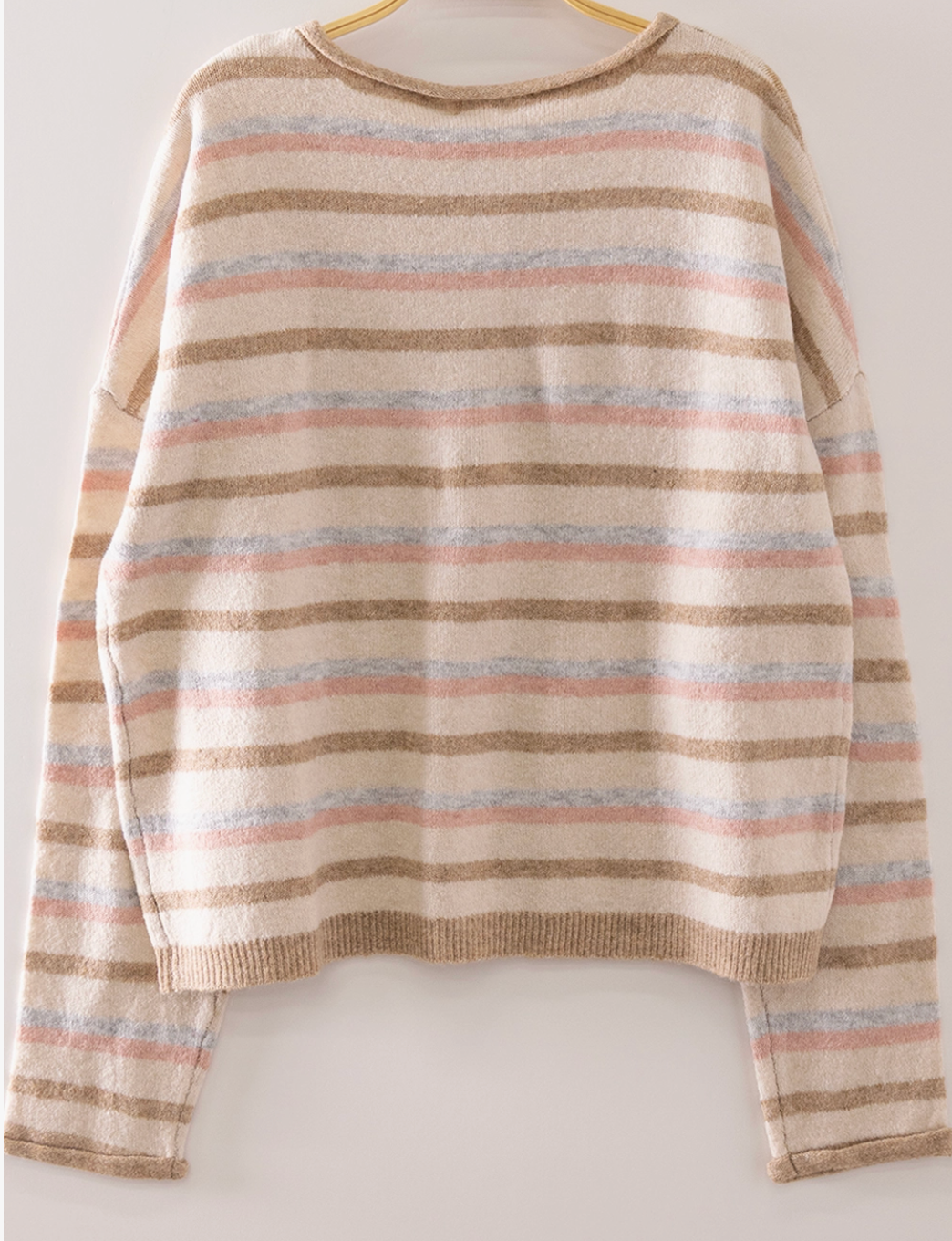 Softly Striped Cardigan OATMEAL