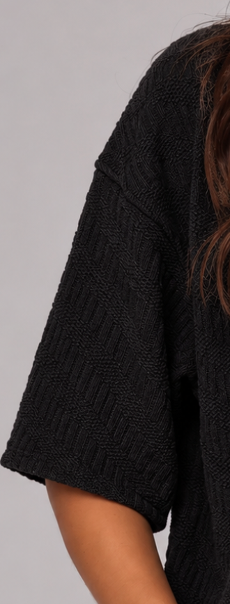 Textured Geometric Sweater BLACK