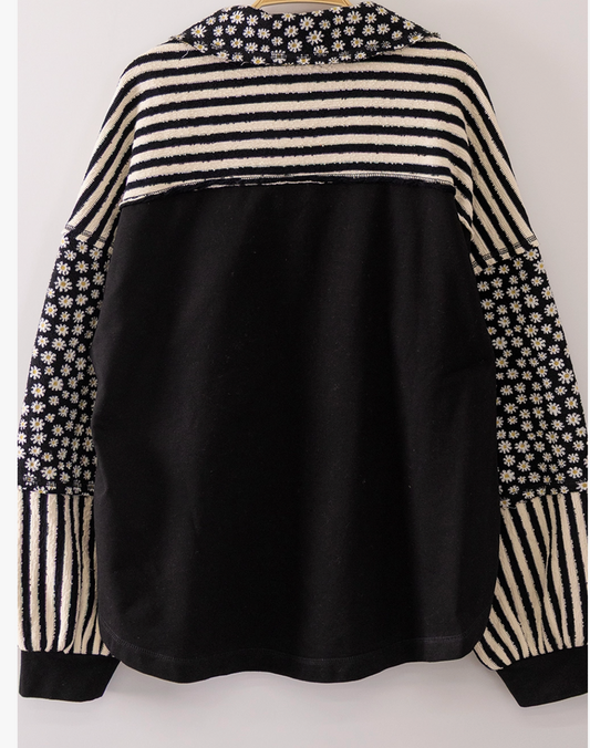 Free Spirit Floral Pullover BLACK