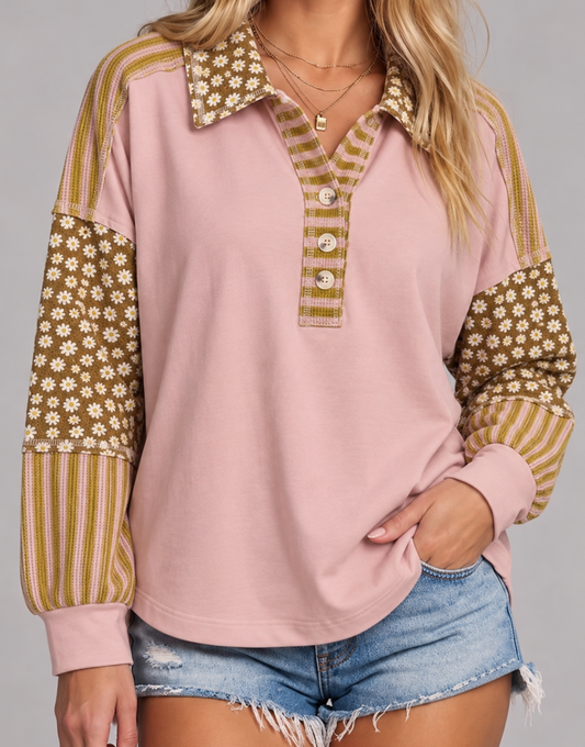 Free Spirit Floral Pullover BLUSH