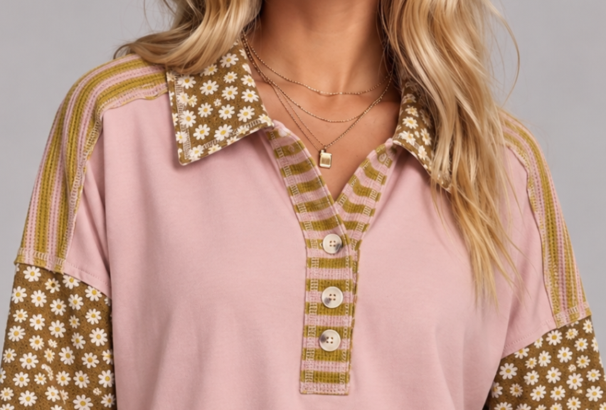 Free Spirit Floral Pullover BLUSH