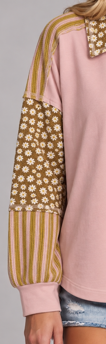 Free Spirit Floral Pullover BLUSH