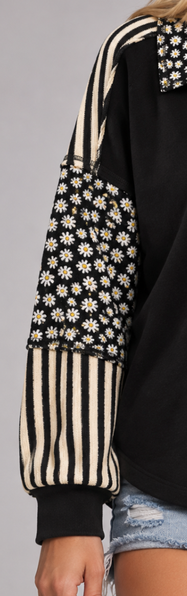 Free Spirit Floral Pullover BLACK