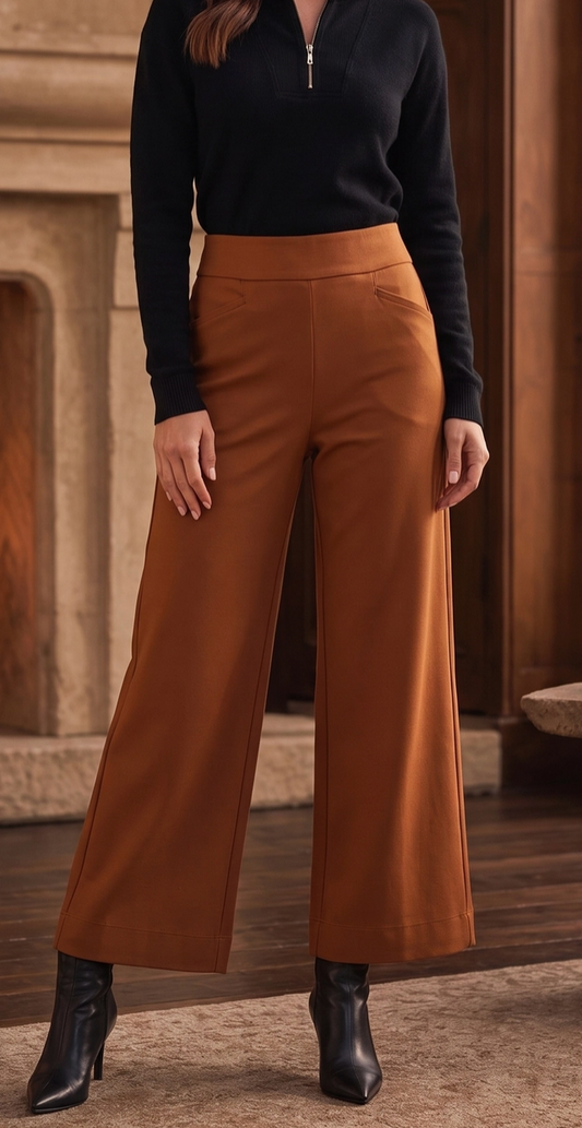 Autumn Avenue Wide Leg Pants COGNAC